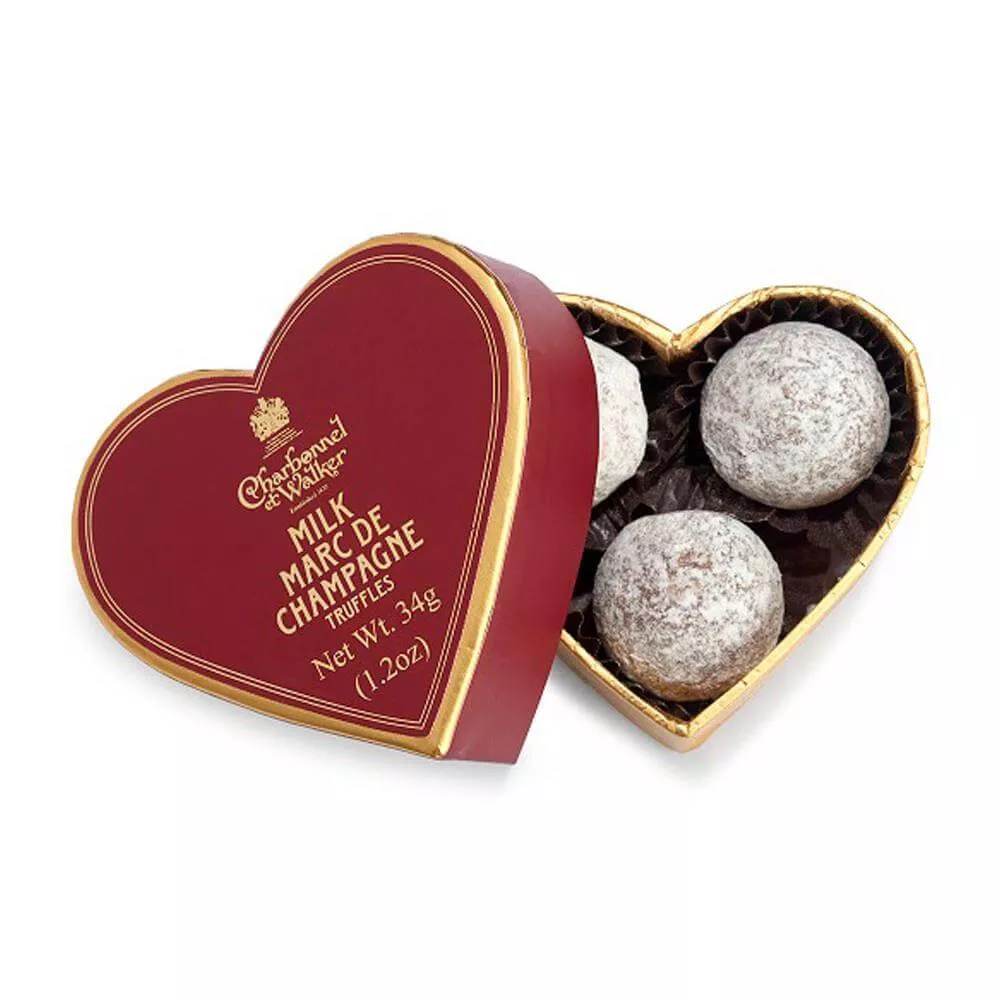 Charbonnel et Walker Milk Marc De Champagne Chocolate Truffled Red Mini Heart 34g
